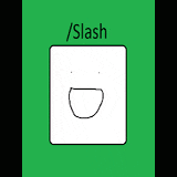 a drawing of a smiling face on a green background with the words / slash