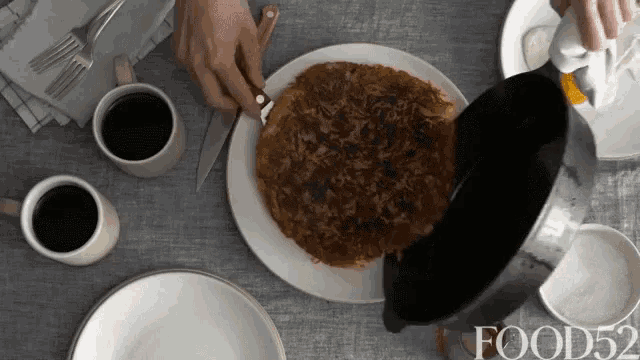 a plate of food sits on a table with food52 in the corner