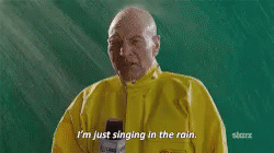 Anytime It Rains GIF - Patrick Stewart Im Singing In The Rain Happy GIFs