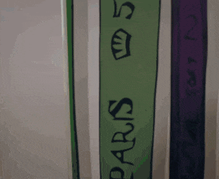 the word paris is written on a green item