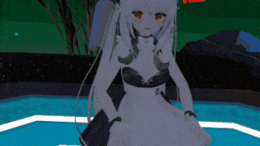 a computer generated image of a girl in a maid dress