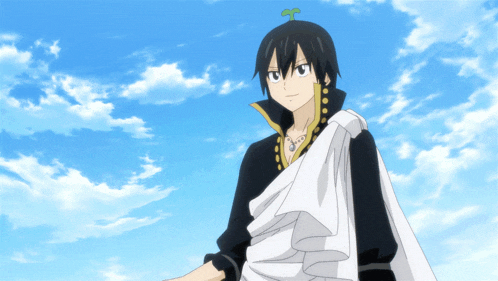 a black haired anime character wearing a white cape and a necklace