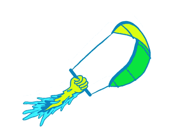a cartoon drawing of a person holding a kite