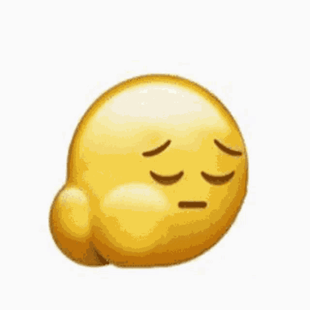 a yellow emoji with its eyes closed and a sad face .