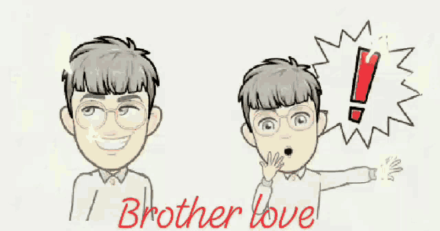 a cartoon drawing of a boy with the words brother love written below him