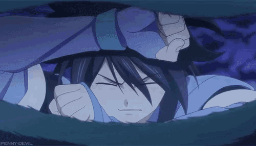 a penny devil animated gif of a man laying down