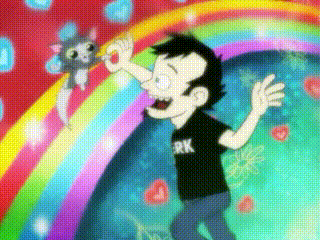 a cartoon of a man wearing a shirt that says rk on it