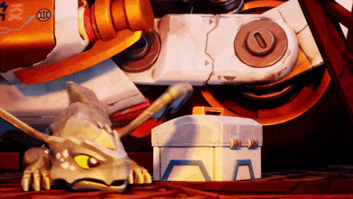 a cartoon dragon is laying on the ground next to a box that says ii on it