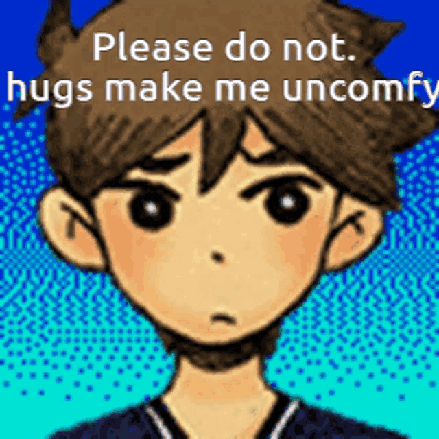 a cartoon of a boy with the words please do not hugs make me uncomfortable