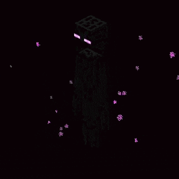 a pixel art of an enderman from minecraft with purple flowers coming out of it 's mouth .