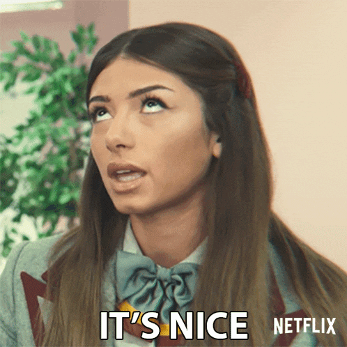 a woman says it 's nice in a netflix advertisement