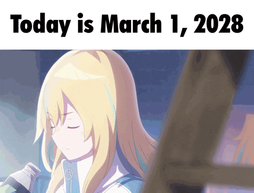a picture of a girl with the date march 1st 2028