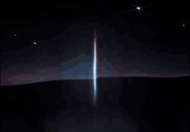 the letter i is glowing in the dark with a star in the background