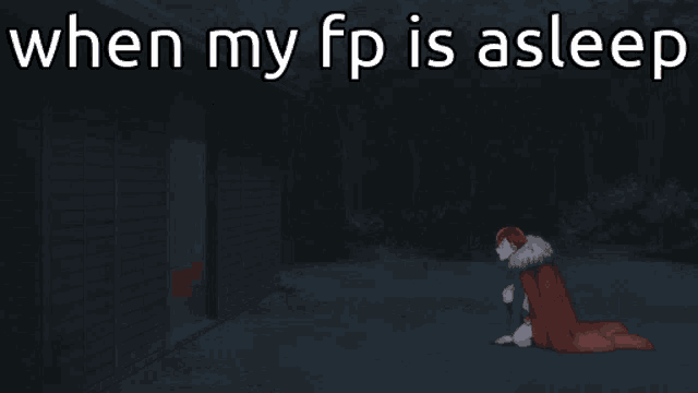 a man in a cape is running in the dark with the words " when my fp is asleep " below him