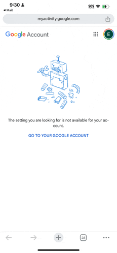 a screenshot of the google account page on a cell phone
