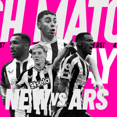 a group of soccer players on a pink background with the words " new vs ars " on the bottom