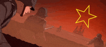 a cartoon of a man with a mustache and a star on his head