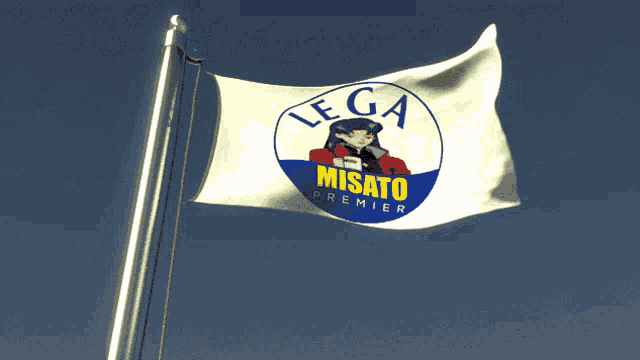 a white flag with misato on it