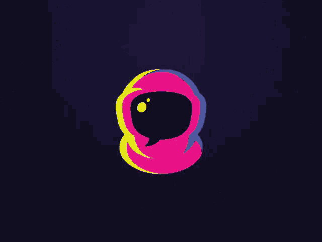 a pink and yellow circle with a yellow circle in the middle on a dark background