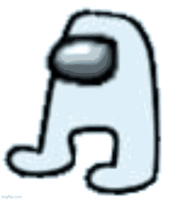 a cartoon drawing of a white among us character with a blue head and legs .