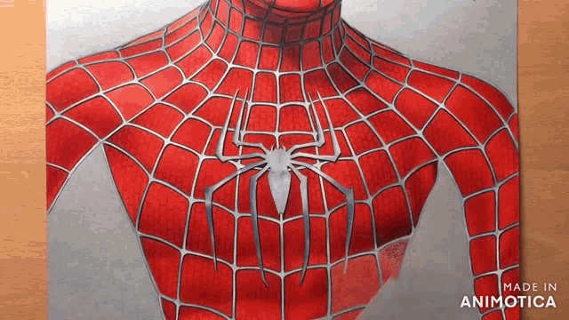 a drawing of a spider man with the words made in animatica on the bottom