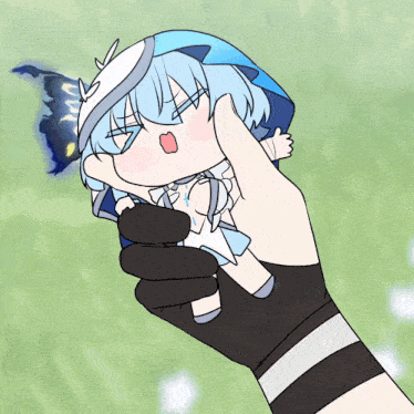a drawing of a person holding a stuffed animal