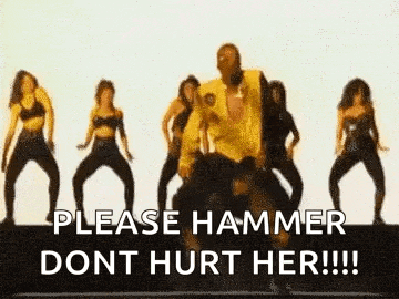 a group of women are dancing around a man in a yellow shirt .