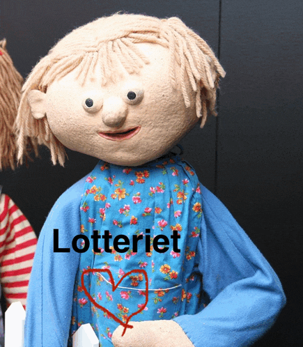 a doll with the word lotteriet on the front of it