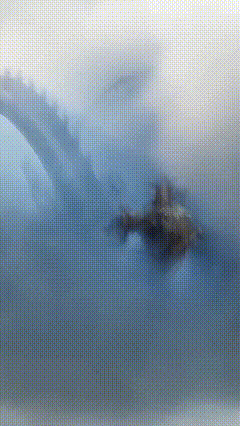 a painting of a person riding a wave in the ocean