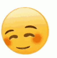 a close up of a yellow smiley face with a smile on its face and blush on its cheeks .