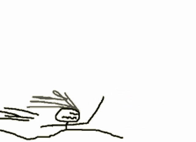 a drawing of a stick figure with a green wig