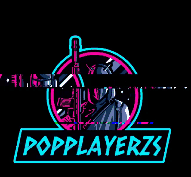 a neon sign with a knight in a hood holding a gun in a circle .