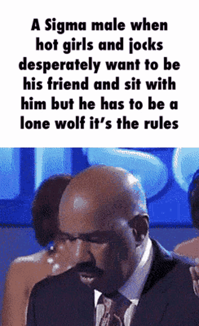 a man in a suit and tie is talking about a sigma male