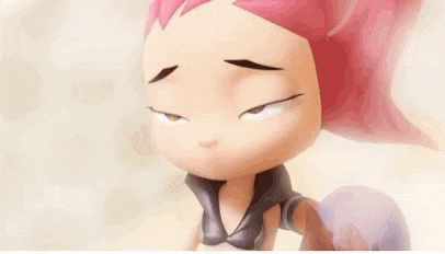 a close up of a cartoon character 's face with a sad expression .