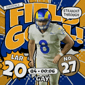 an advertisement for larry rams football player says straight through