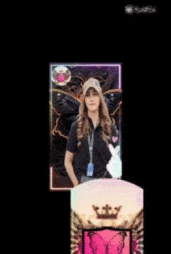 a picture of a woman with a butterfly behind her