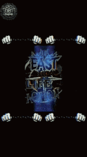 a poster that says east life action with a man in a white hat