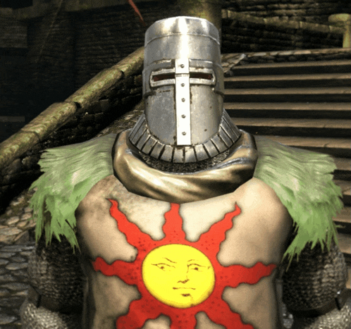 a knight wearing a helmet and a sun shield