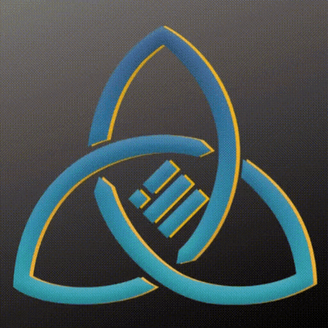 a blue and yellow celtic knot with the letter ii inside