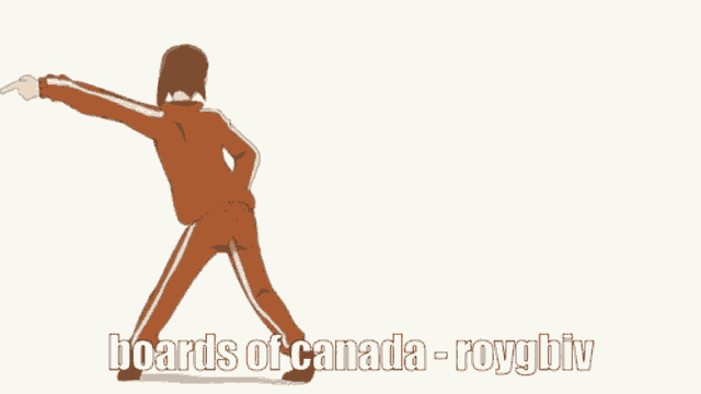 a cartoon of a person pointing with the words boards of canada - roygbiv