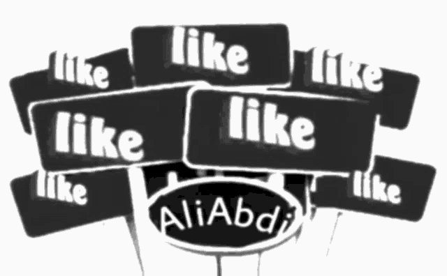 a stack of black signs with the word like on them