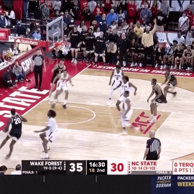 a basketball game between wake forest and nc state is going on