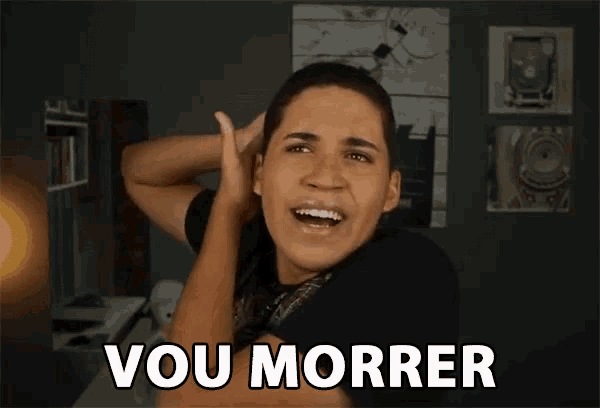 a young man with braces on his teeth is making a funny face with the words vou morrer below him