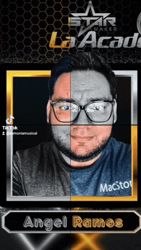 a man with glasses and a beard is on a poster for angel ramos