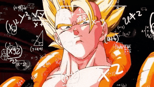a drawing of a man surrounded by mathematical equations including x2