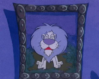 a framed picture of a lion with a beard