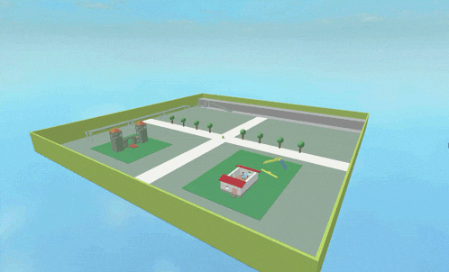 a 3d model of a city with a green border