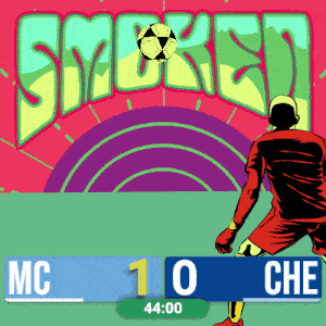a soccer game between mc and che is being played