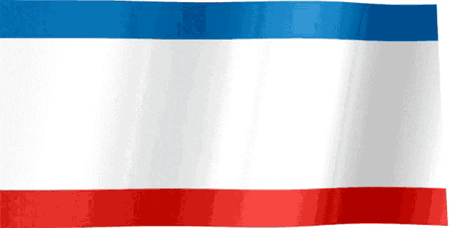 a red white and blue flag is waving in the wind on a white background