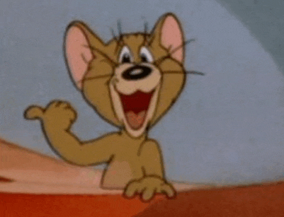 jerry from tom and jerry is waving his hand and smiling .
